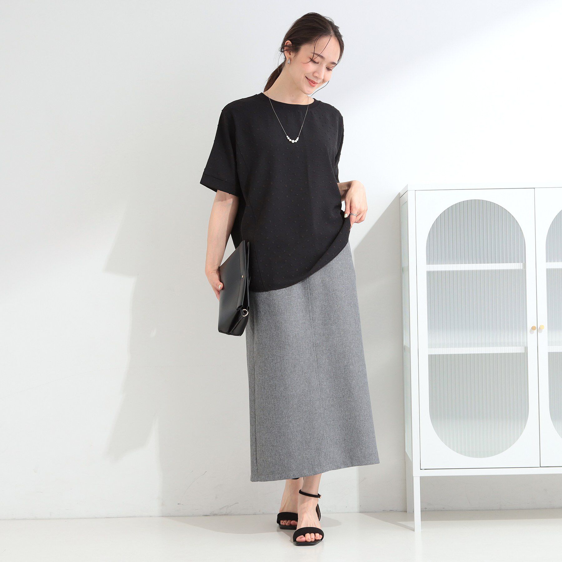 SHOO･LA･RUE「【洗濯後しわになりにくい/体型カバー】ドビードットで上品に ドルマントップス」|シャツ・ブラウス|