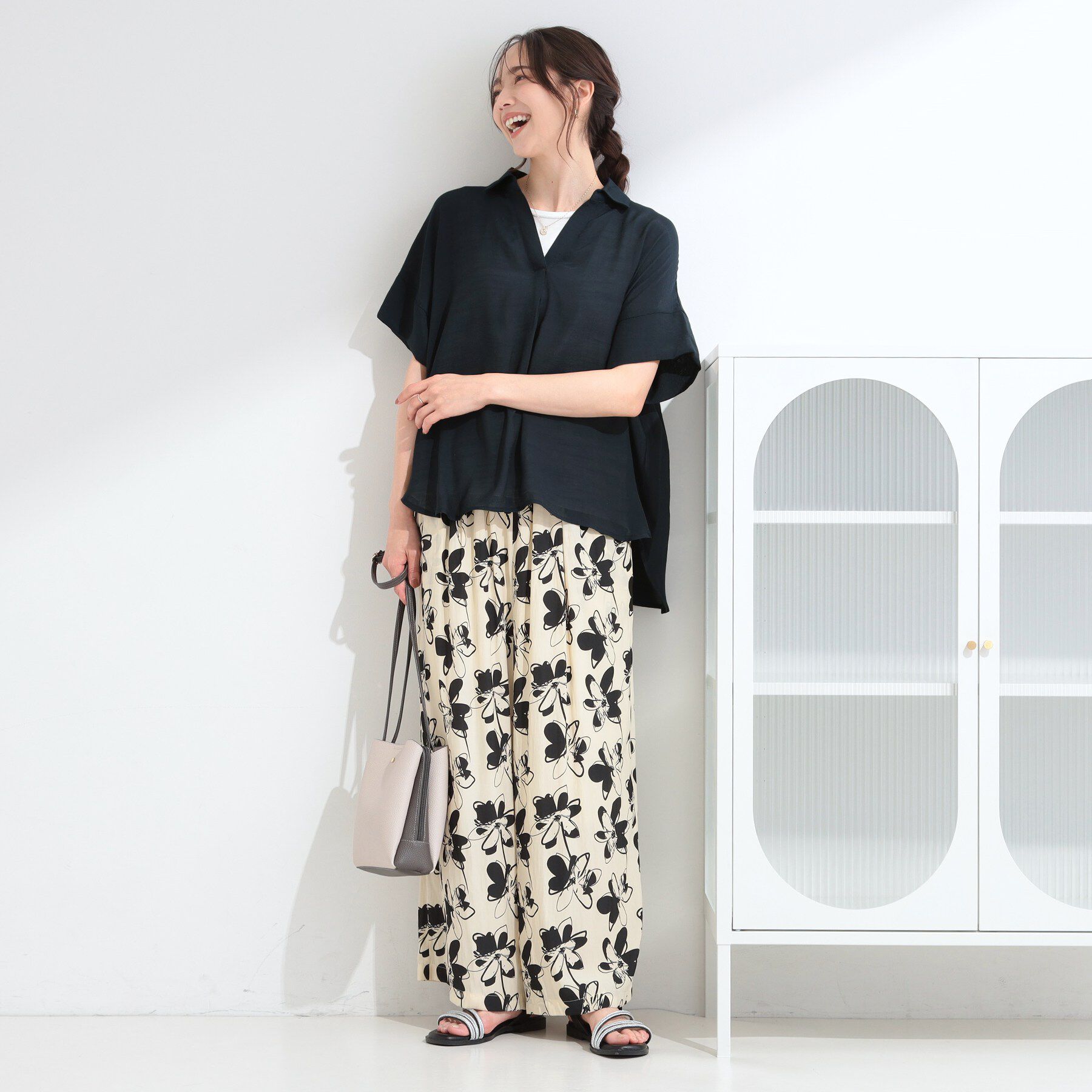 SHOO･LA･RUE「【2点セット/S-LL/洗濯機可】時短でコーデ決まる スラブスキッパーシャツ＋タンクトップ」|その他|