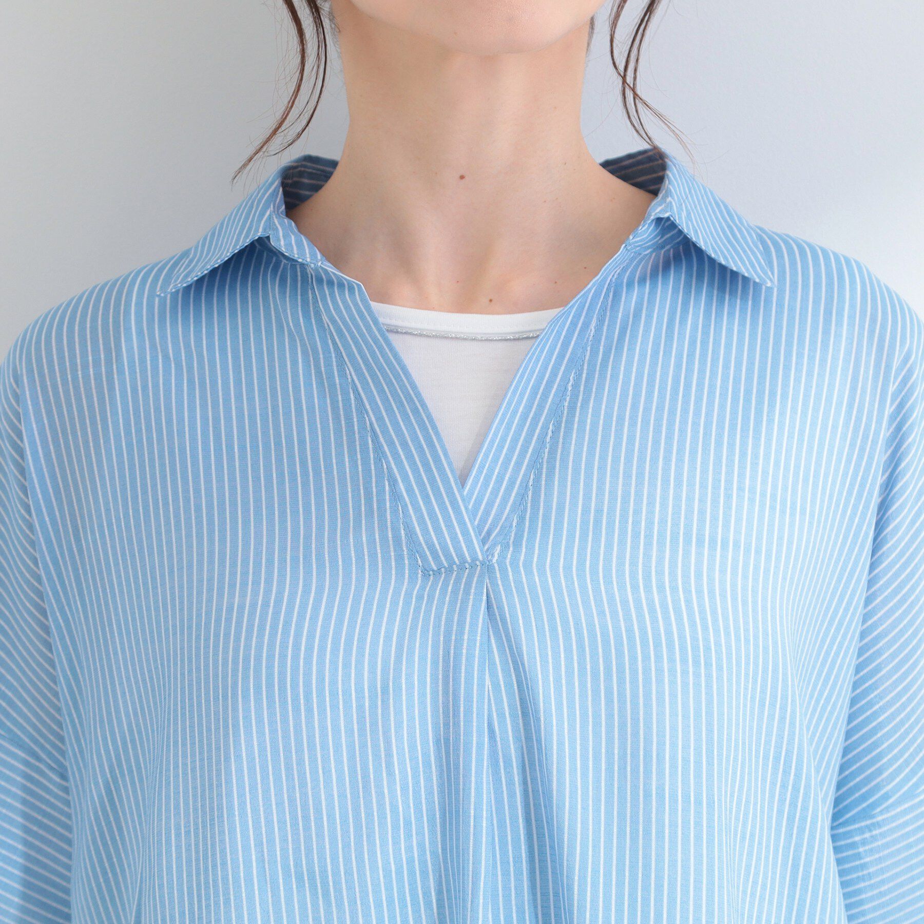 SHOO･LA･RUE「【2点セット/S-LL/洗濯機可】時短でコーデ決まる スラブスキッパーシャツ＋タンクトップ」|その他|