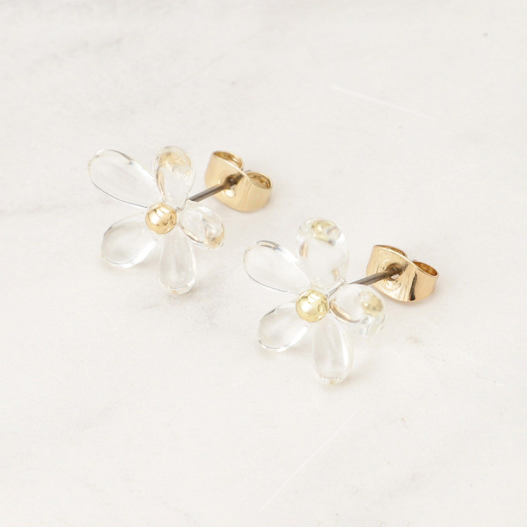 SHOO･LA･RUE「クリアフラワーピアス」|ピアス|ゴールド(007)