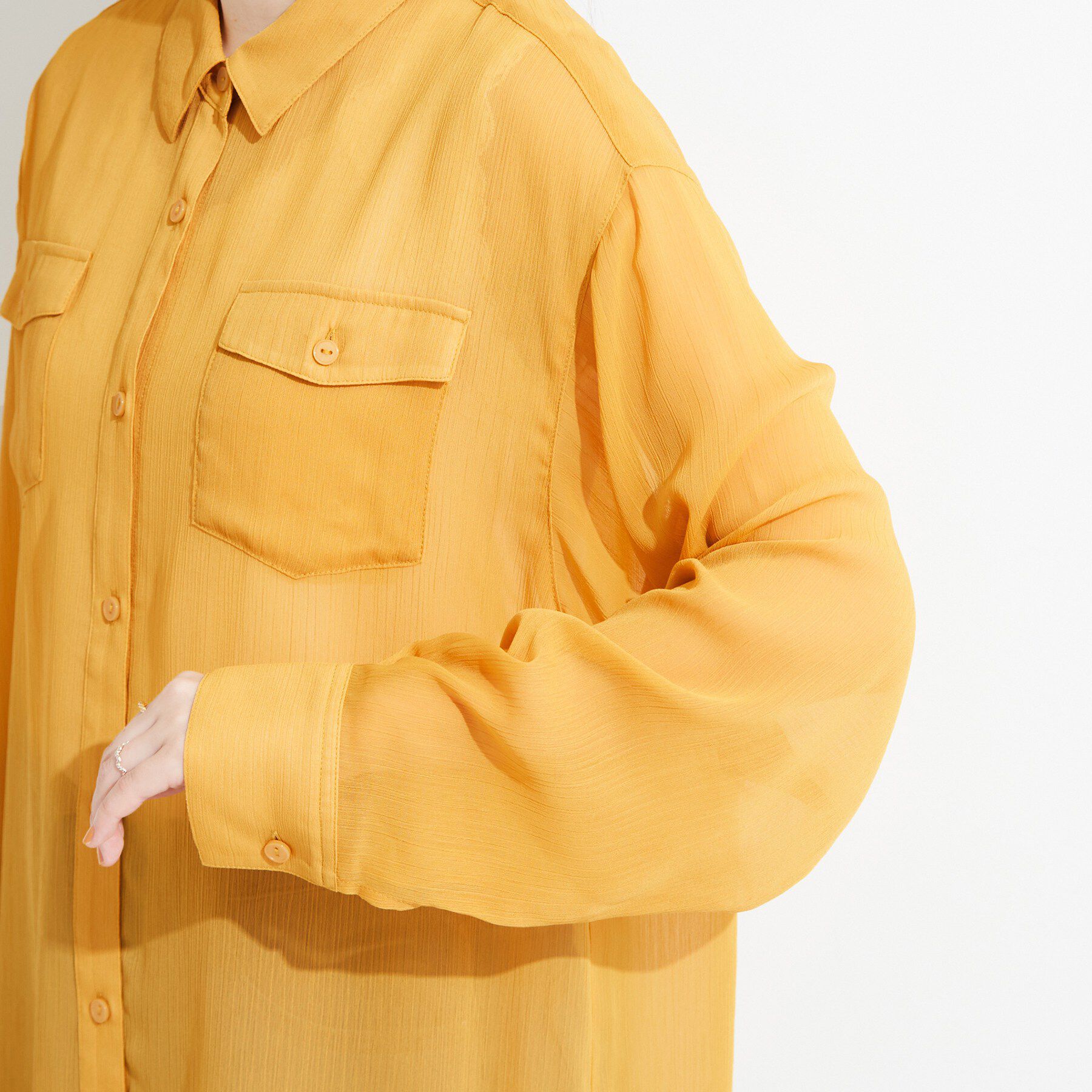 SHOO･LA･RUE「【洗濯機可】ダブルポケット 楊柳しぼしぼシアーシャツ」|シャツ・ブラウス|