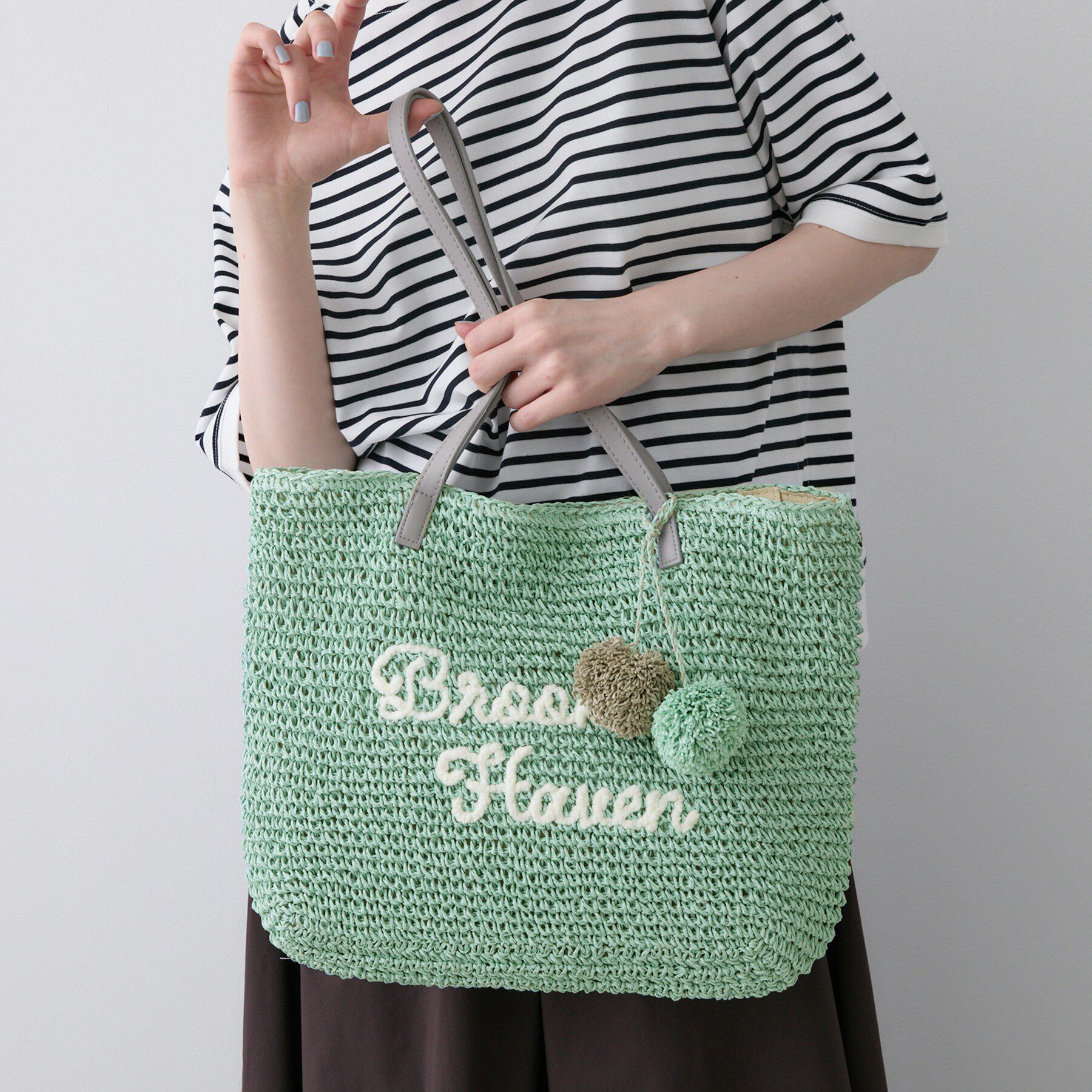 Dessin「【A4収納可】ロゴ刺繍ポンポンチャーム付きペーパーメッシュトート」|トートバッグ|