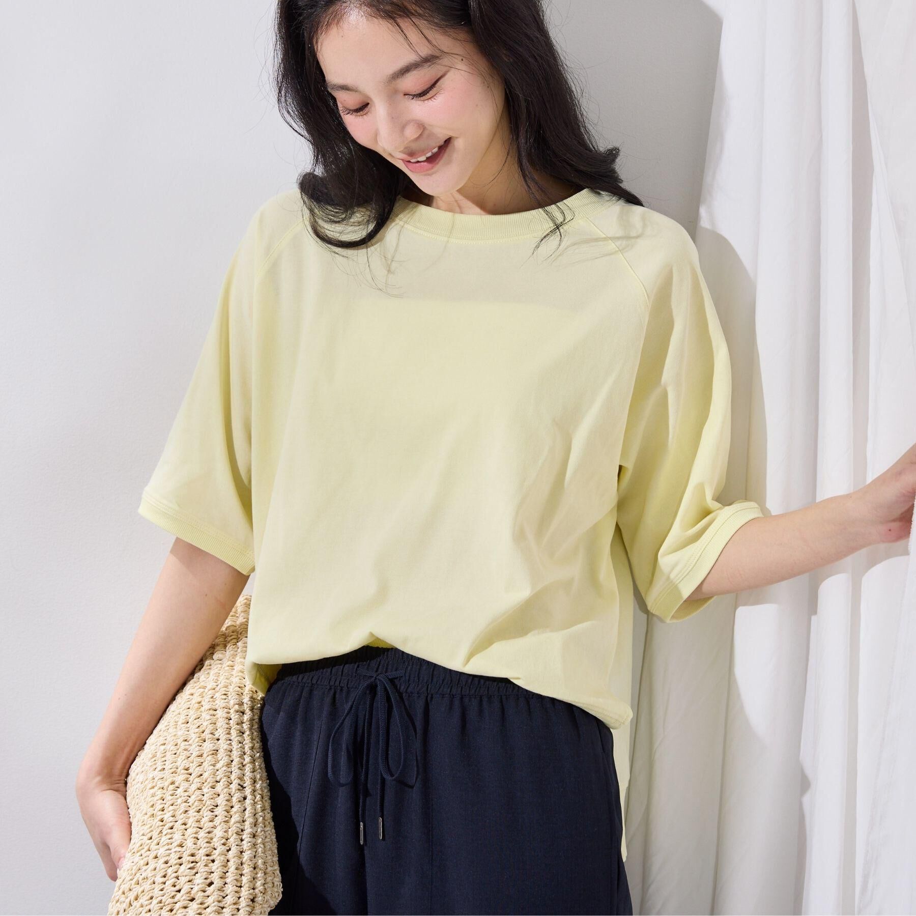 Dessin「【UVカット/接触冷感】フォルムカットソー5分袖」|Tシャツ・カットソー|