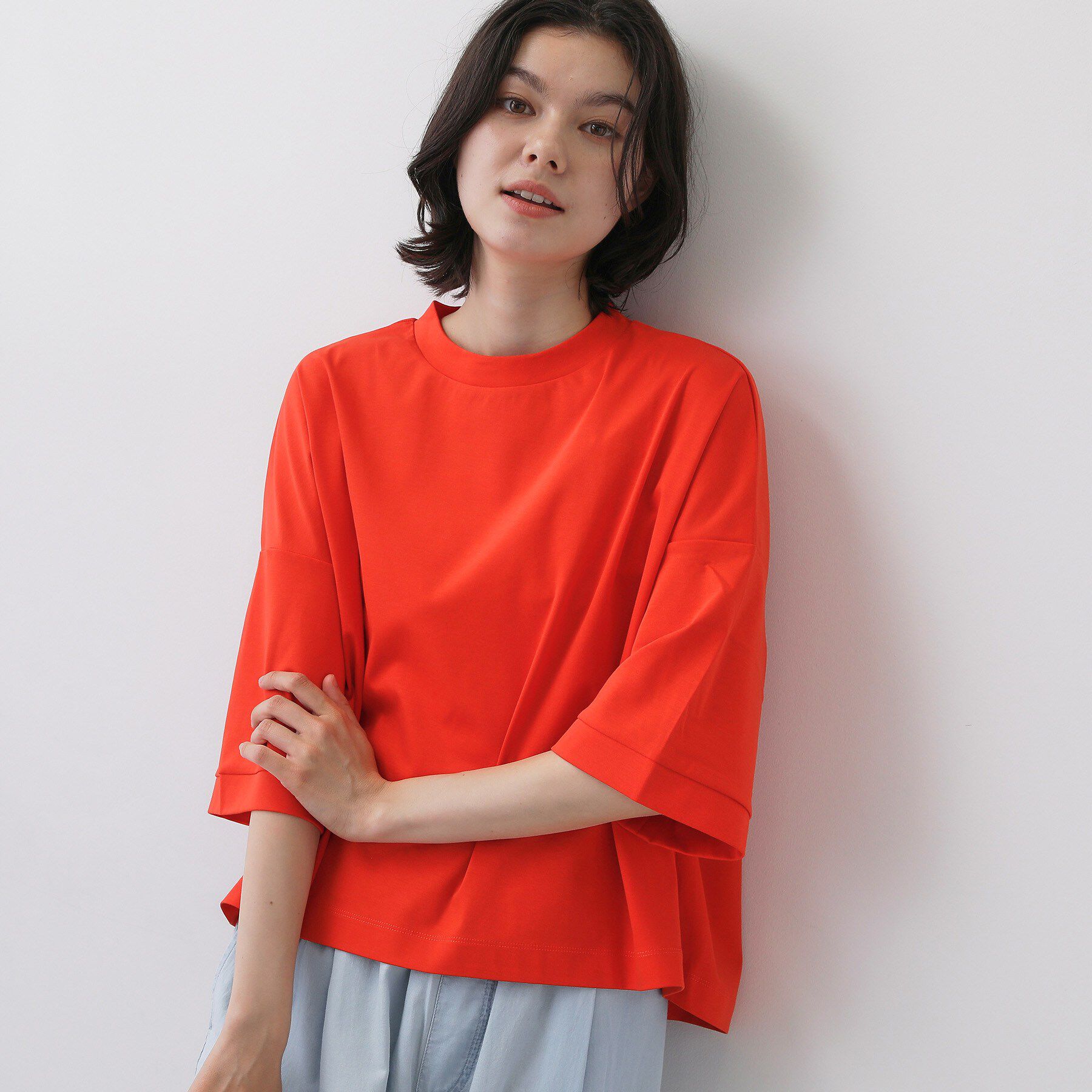 Dessin「【体型カバー】美光沢カットソーボクシーシルエット」|Tシャツ・カットソー|オレンジ(069)