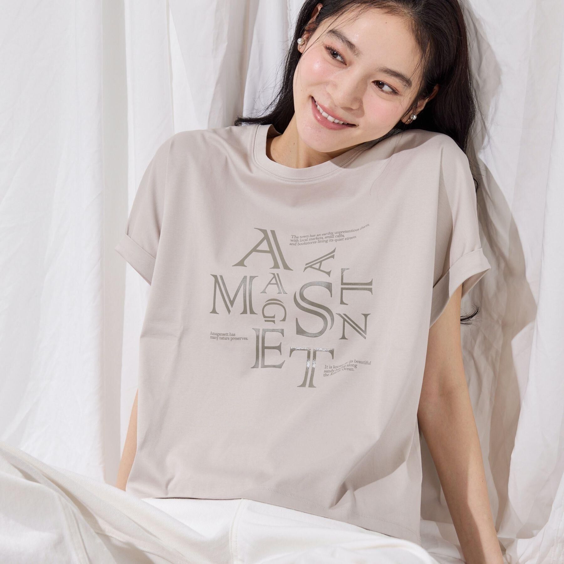 Dessin「【洗える】美光沢カットソーロゴTシャツ」|Tシャツ・カットソー|