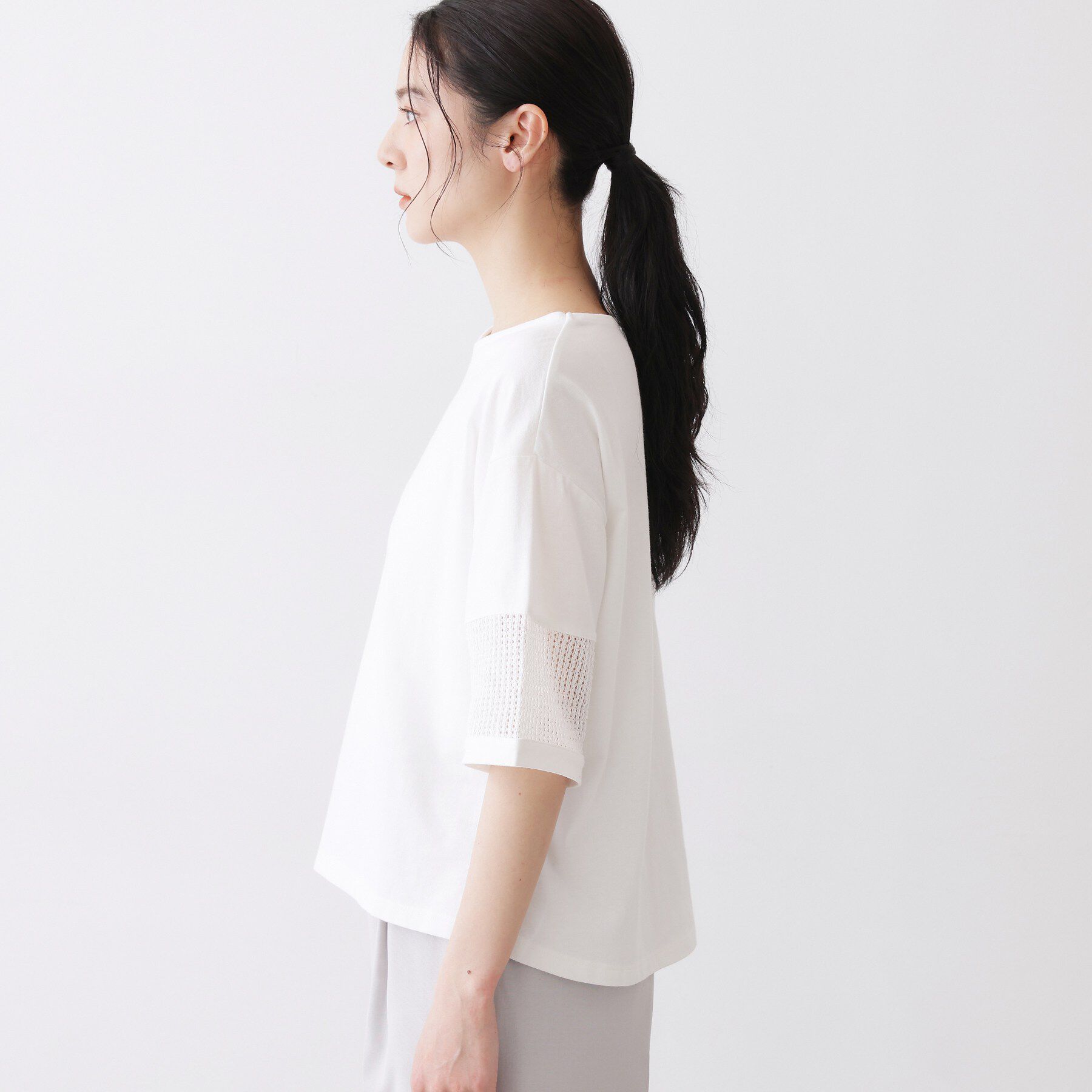 Dessin「【接触冷感】メッシュレーススリーブプルオーバー」|Tシャツ・カットソー|