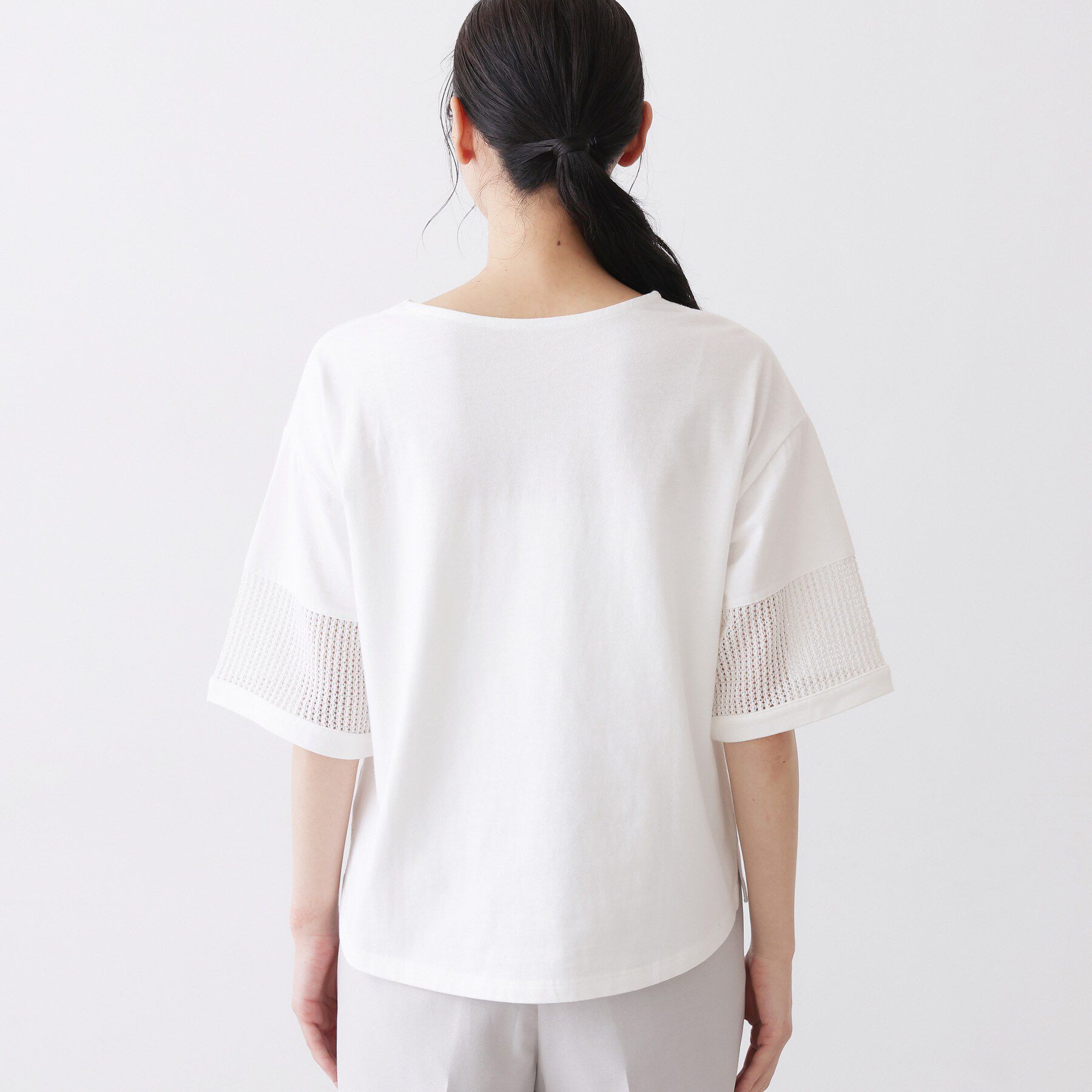 Dessin「【接触冷感】メッシュレーススリーブプルオーバー」|Tシャツ・カットソー|