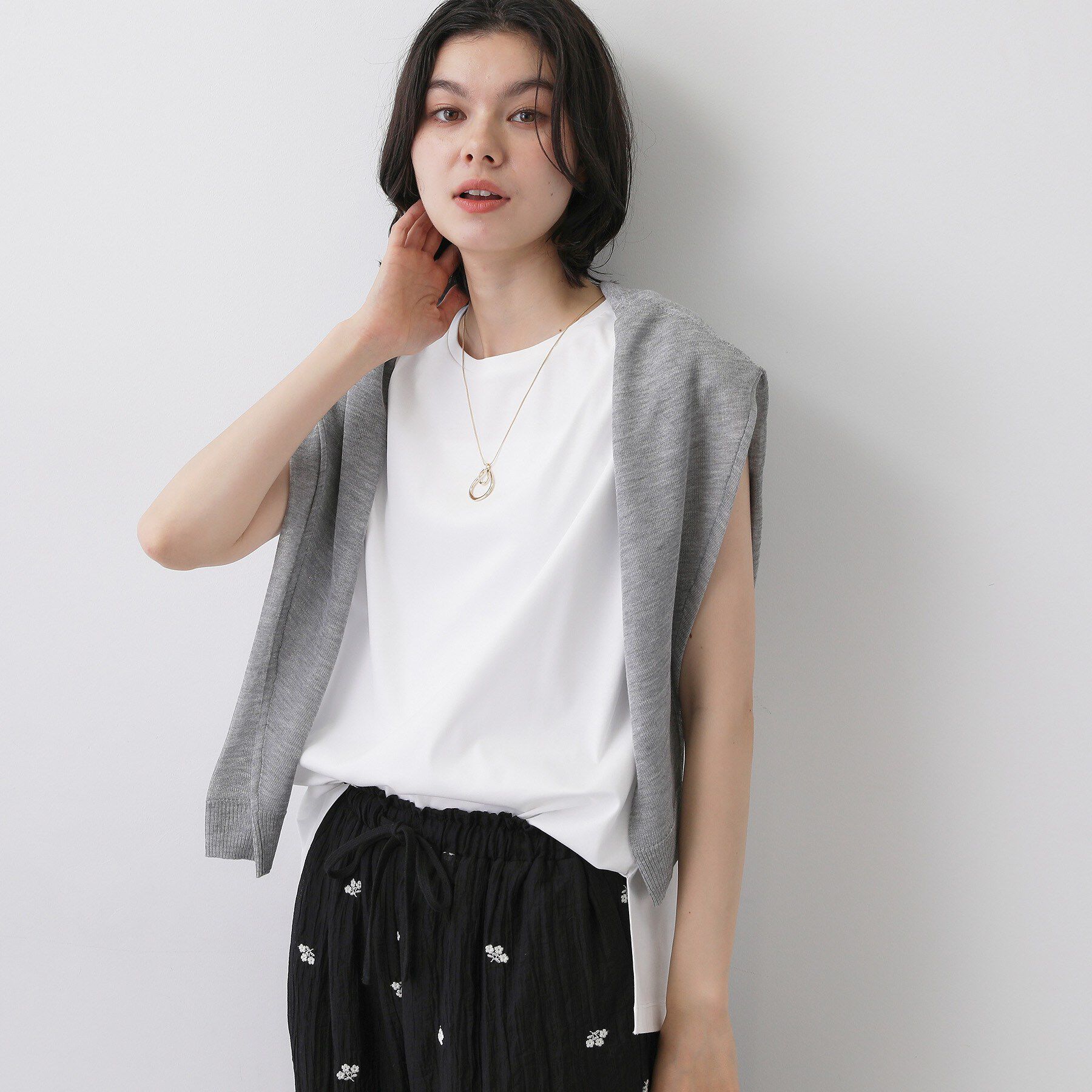 Dessin「【接触冷感/UVカット】美光沢ノースリーブカットソー」|Tシャツ・カットソー|