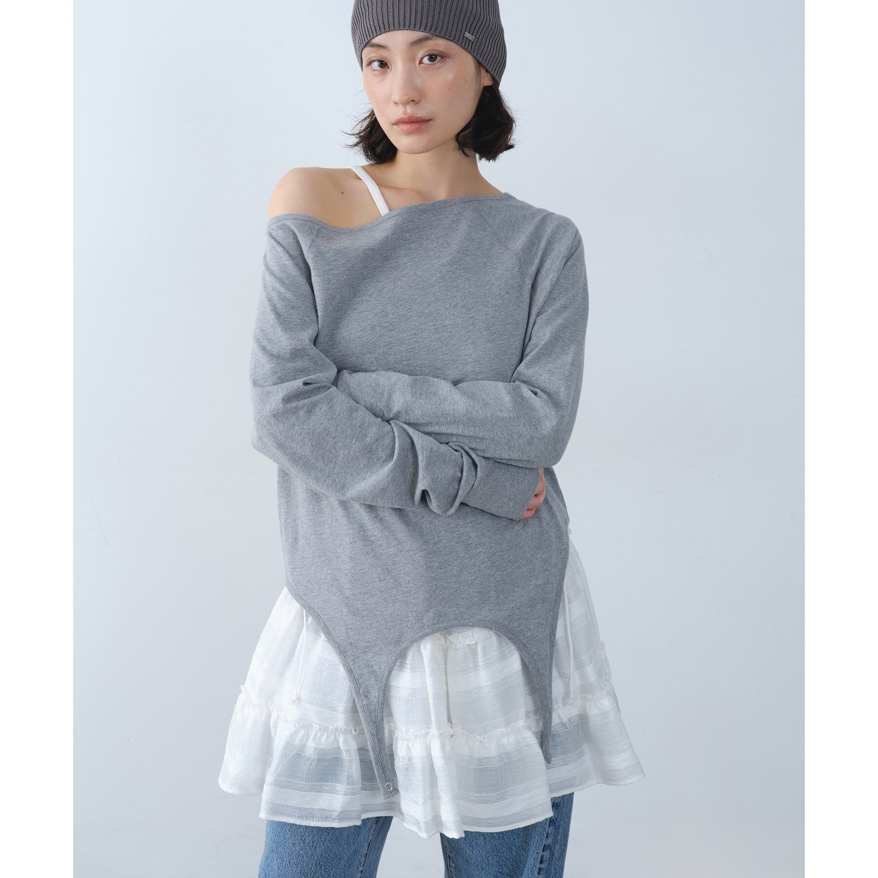 CODE A「easy flip tee」|Tシャツ・カットソー|グレー(012)