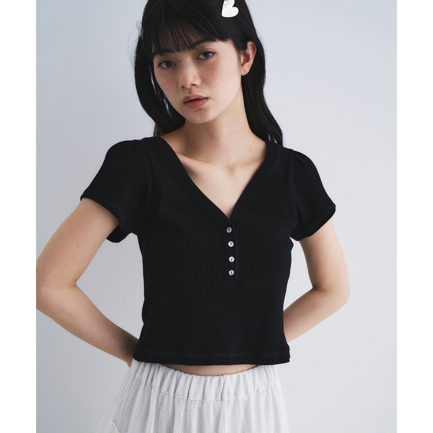 CODE A「M everyday rib button tee」|Tシャツ・カットソー|