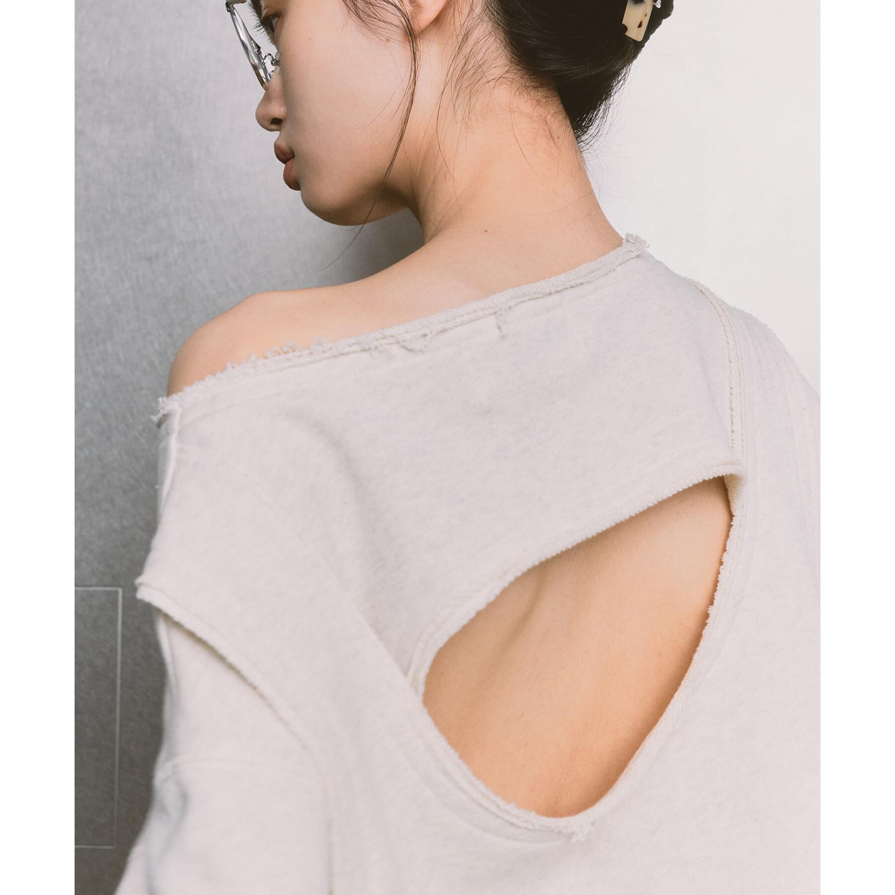CODE A「back open half－sleeve sweat」|Tシャツ・カットソー|オフホワイト(003