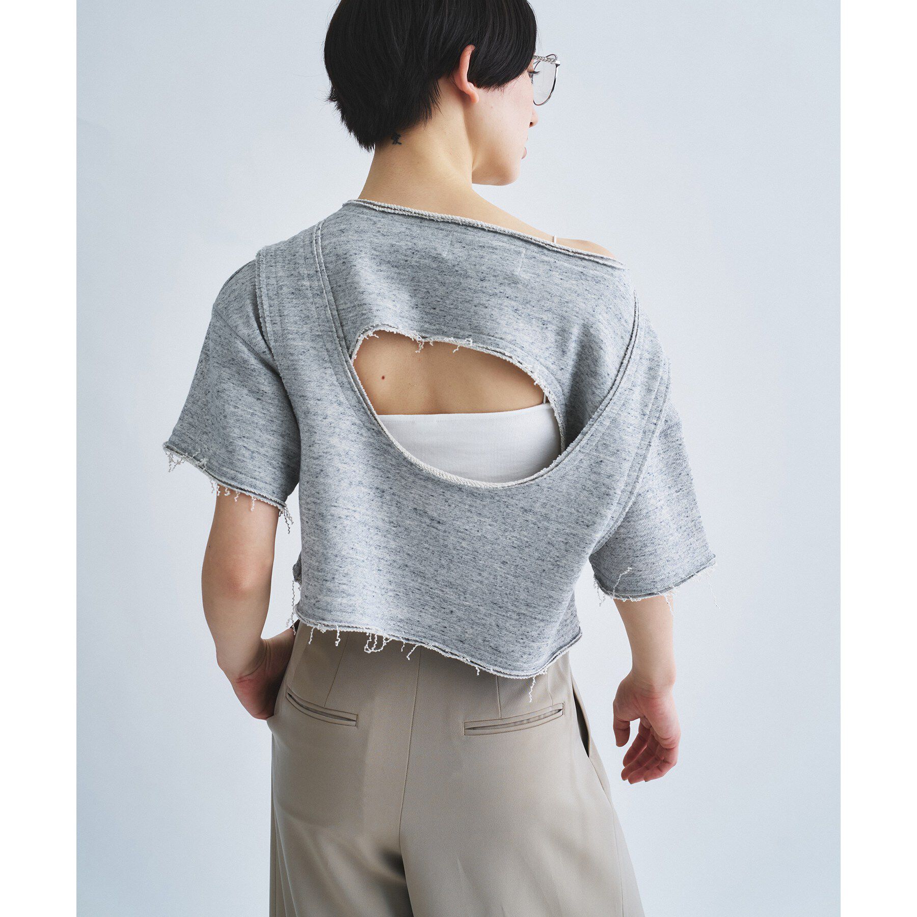 CODE A「back open half－sleeve sweat」|Tシャツ・カットソー|