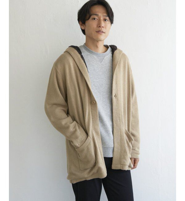 ikka「ボアフリースニットフーディガン」|その他|ベージュ