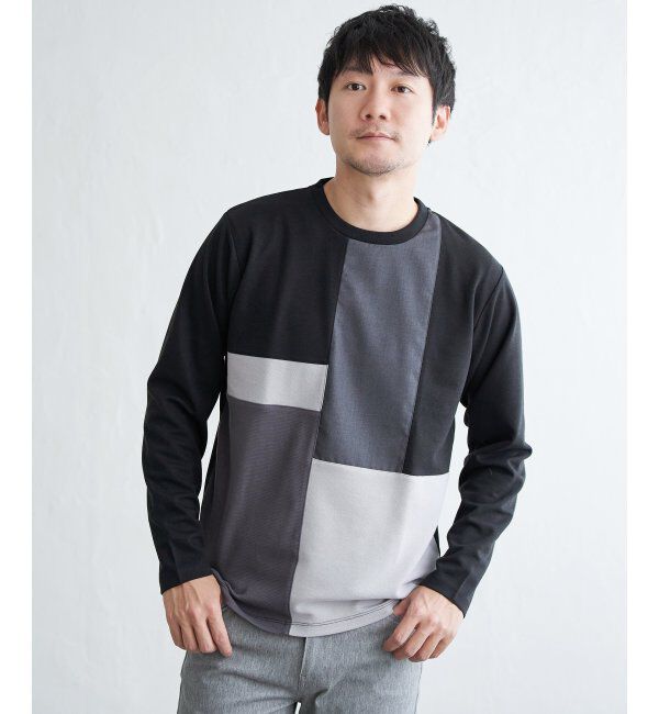 ikka「ブロックスポンチグラデロンＴ」|Tシャツ・カットソー|ブラック