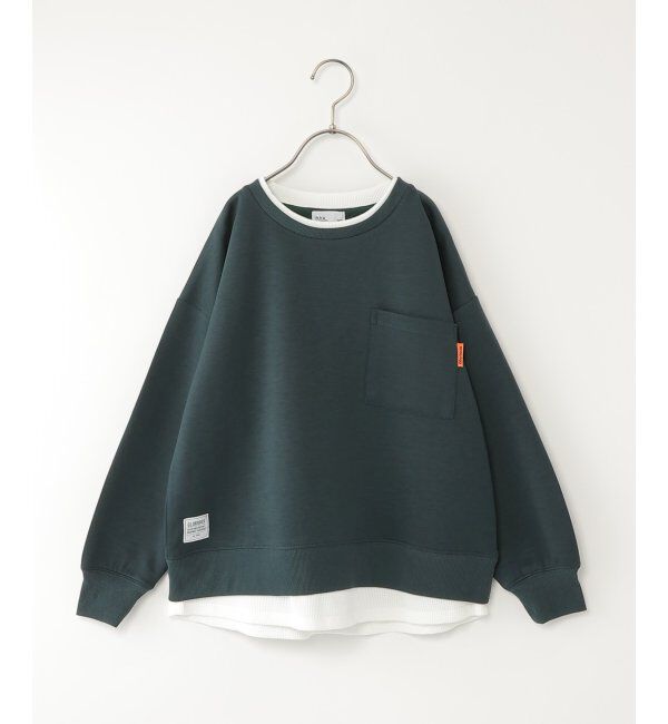 ikka kids「ダンボールポケット付レイヤープルオーバー（120~160cm）」|Tシャツ・カットソー|ダークグリーン