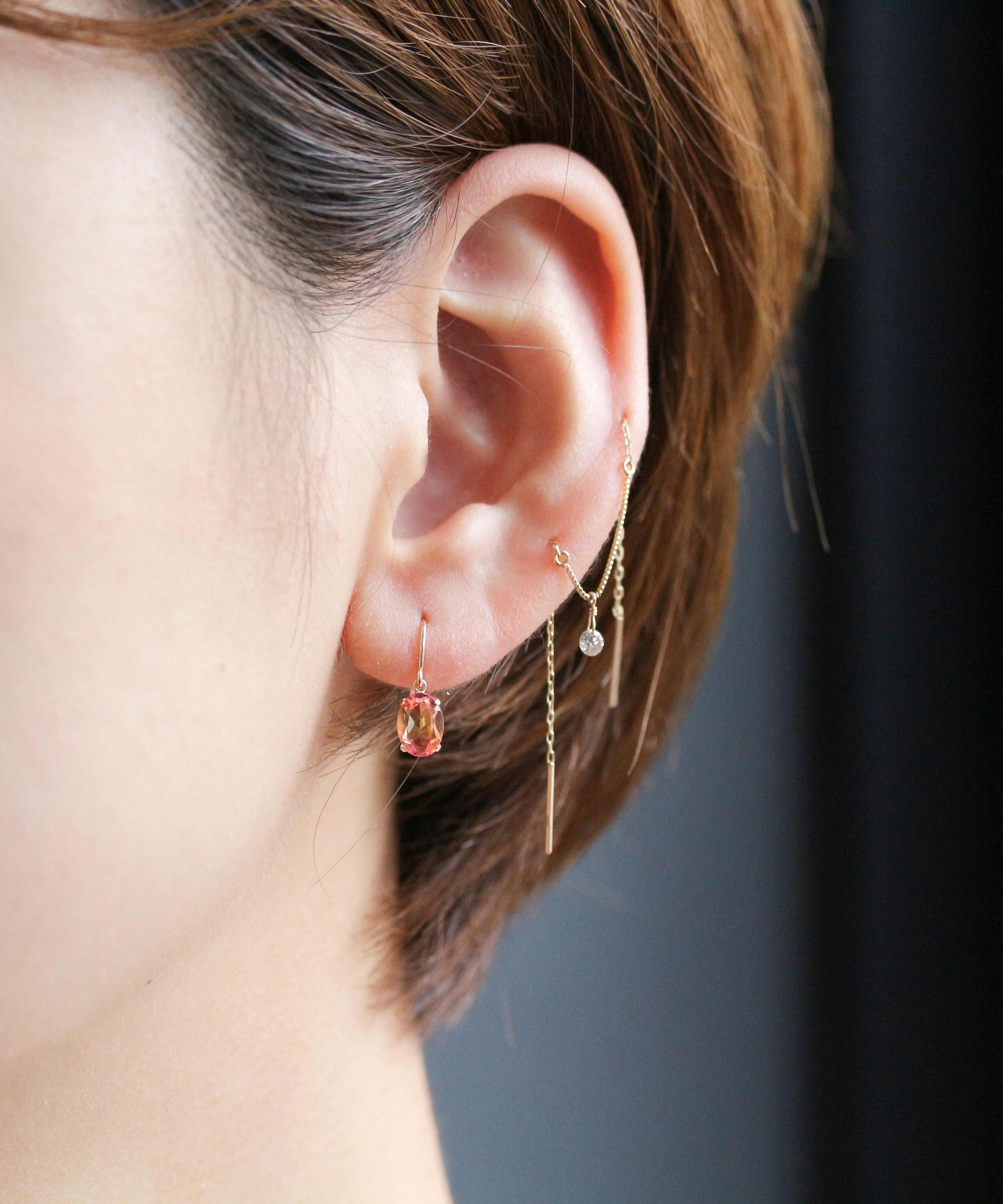  「グラデーションクリスタル フック ピアス | K10YG」|ピアス|