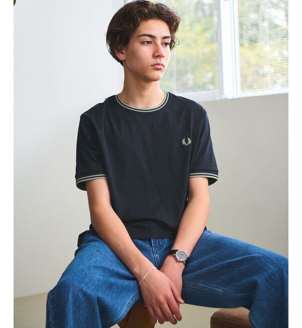 UNITED ARROWS green label relaxing「＜FRED PERRY＞ツインティップ Tシャツ」|Tシャツ・カットソー|NAVY