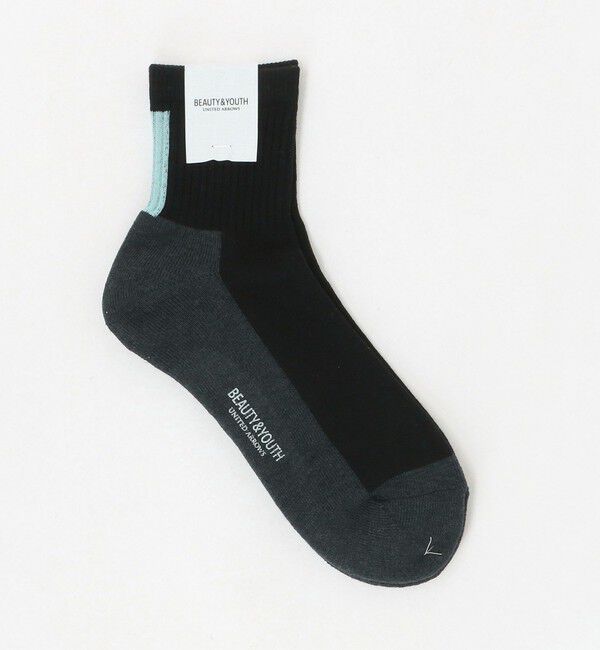 BEAUTY&YOUTH UNITED ARROWS「バック ライン クウォーター ソックス」|ソックス|BLACK
