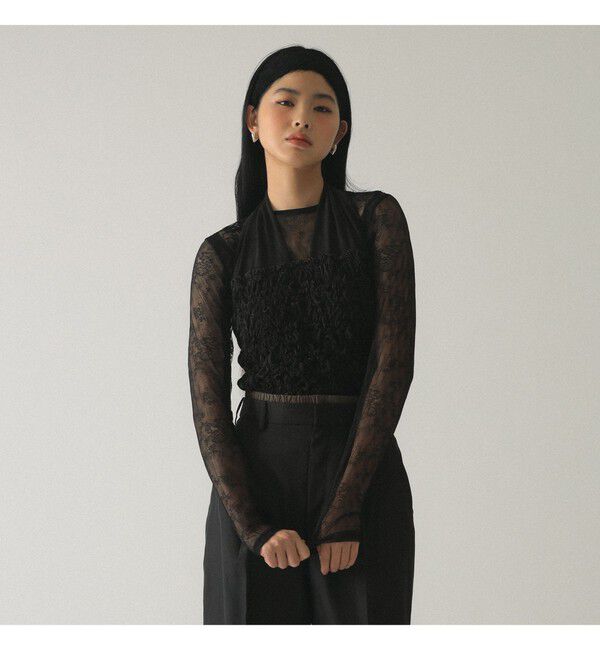 Ray BEAMS 「シャーリング ホルターネック」|Tシャツ・カットソー|BLACK