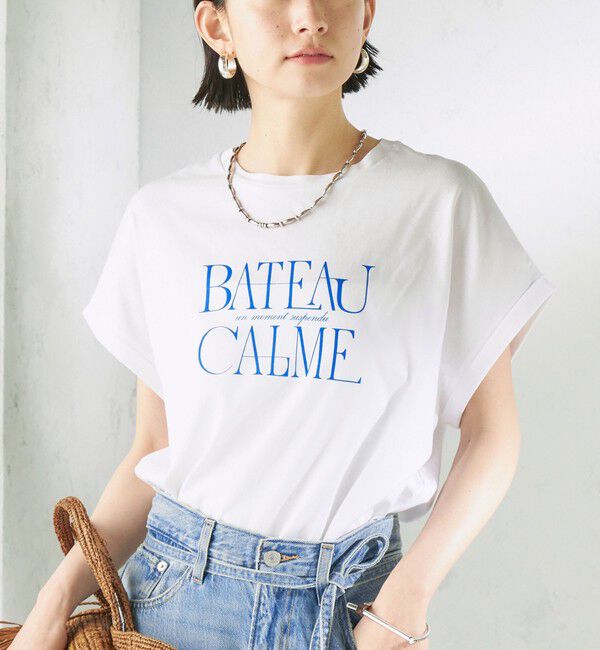 SHIPS for women「メルティ コットン プリント ロゴ ショート スリーブ Tシャツ」|Tシャツ・カットソー|ストーン