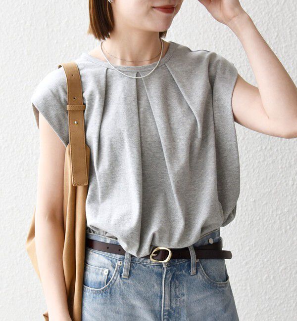 SHIPS any「SHIPS any:〈接触冷感/汗染み防止加工/洗濯機可能〉タック フレア ノースリーブ TEE」|Tシャツ・カットソー|