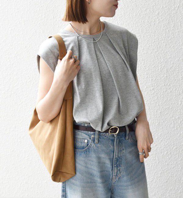 SHIPS any「SHIPS any:〈接触冷感/汗染み防止加工/洗濯機可能〉タック フレア ノースリーブ TEE」|Tシャツ・カットソー|