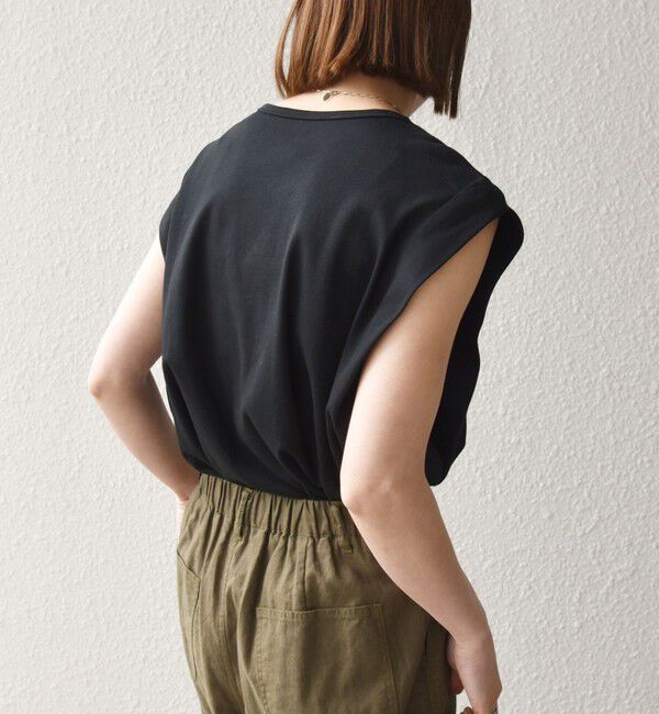 SHIPS any「SHIPS any:〈接触冷感/汗染み防止加工/洗濯機可能〉タック フレア ノースリーブ TEE」|Tシャツ・カットソー|