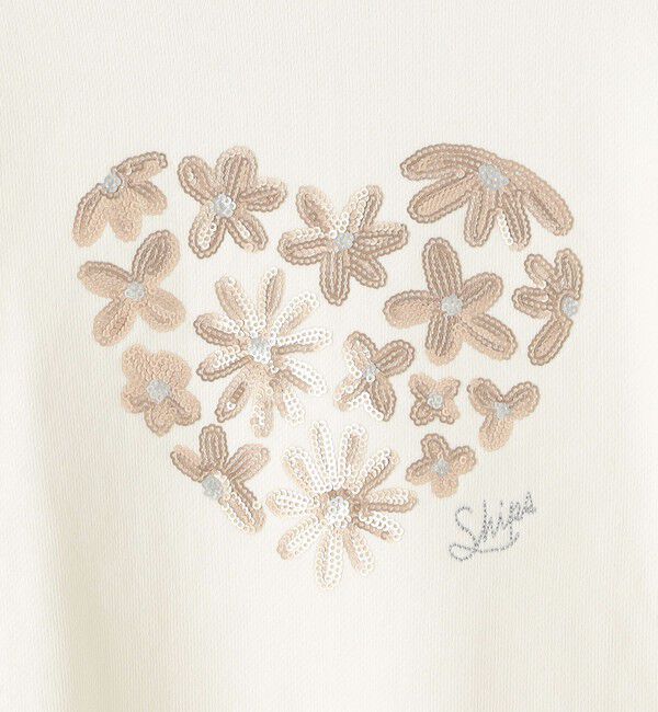 SHIPS KIDS「SHIPS KIDS:80～90cm /スパンコールフラワー ハート スウェット」|スウェット・ジャージ|