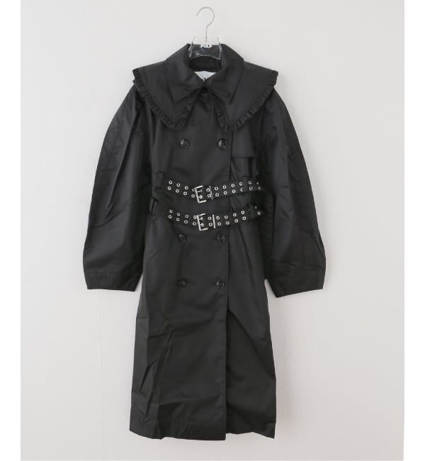 PULP「GANNI / ガニー Duchesse Nylon Trenchcoat」|トレンチコート|ブラック