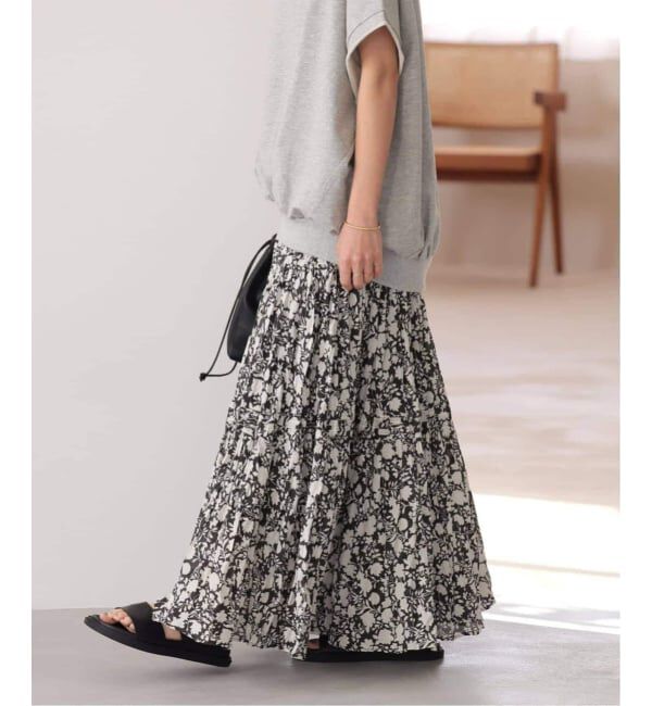 JOURNAL STANDARD relume「《WEB限定追加 / 新色》コットンボイルクリンクルティアードスカート（柄）」|スカート|