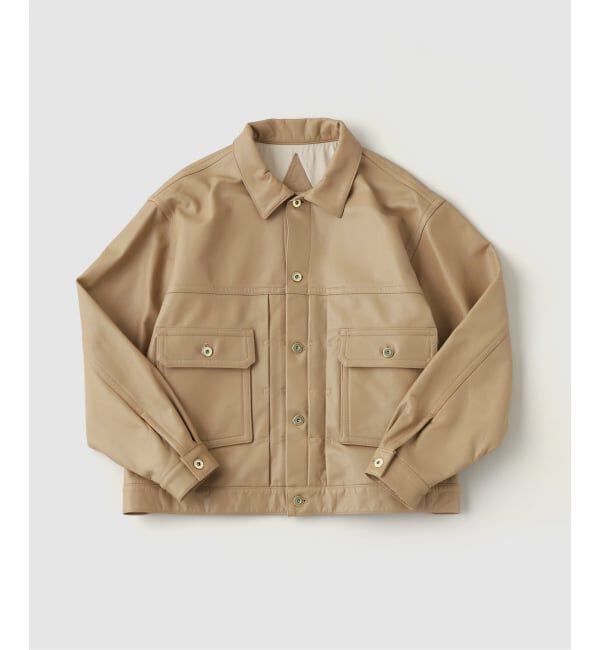 JOURNAL STANDARD「A LEATHER / エーレザー TRUCKER JACKET- LAMB」|ライダースジャケット|ベージュ
