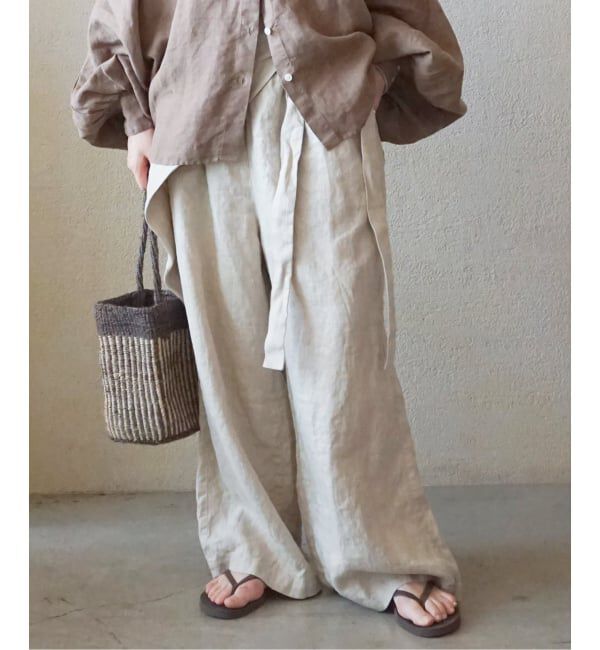 journal standard luxe「フレンチリネンツイル ラップパンツ」|その他|ベージュ