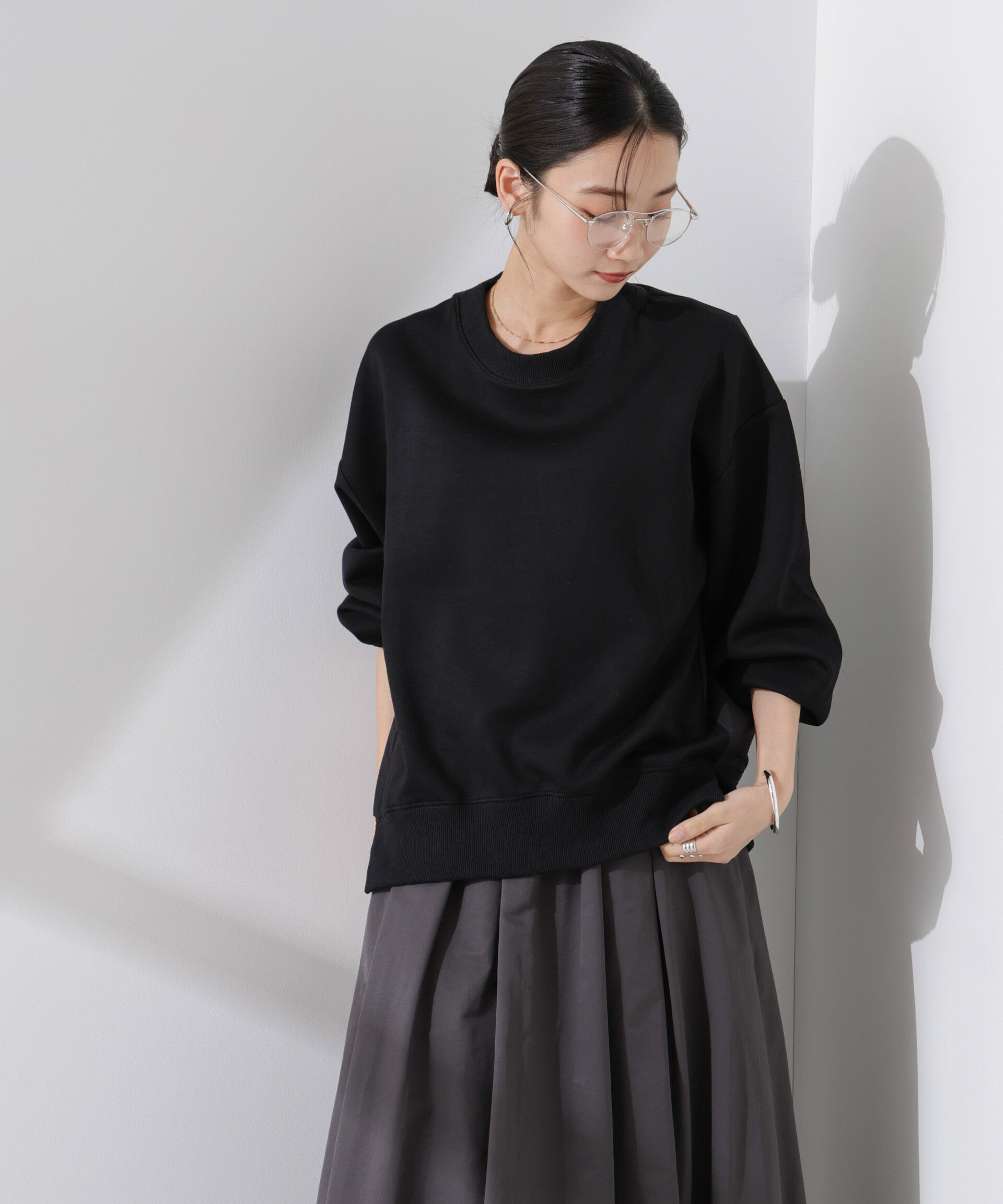 NANO universe「布帛コンビポンチカットトップス」|Tシャツ・カットソー|