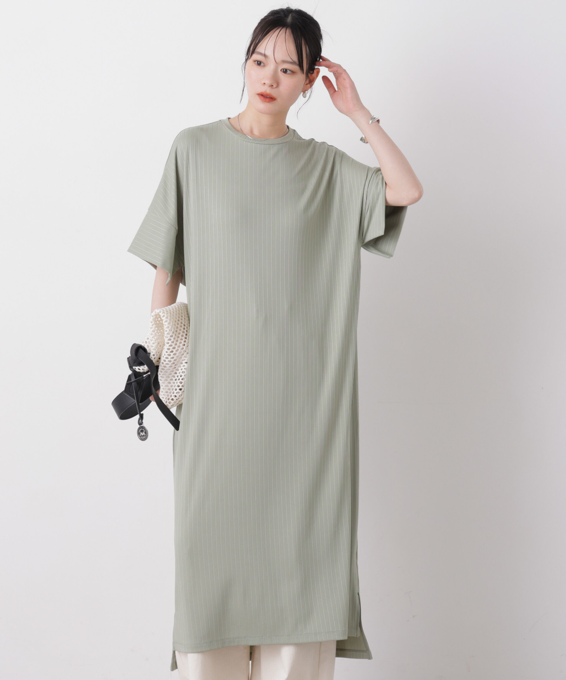 NANO universe「エステルリブカットドロップショルダーワンピース」|ワンピース|