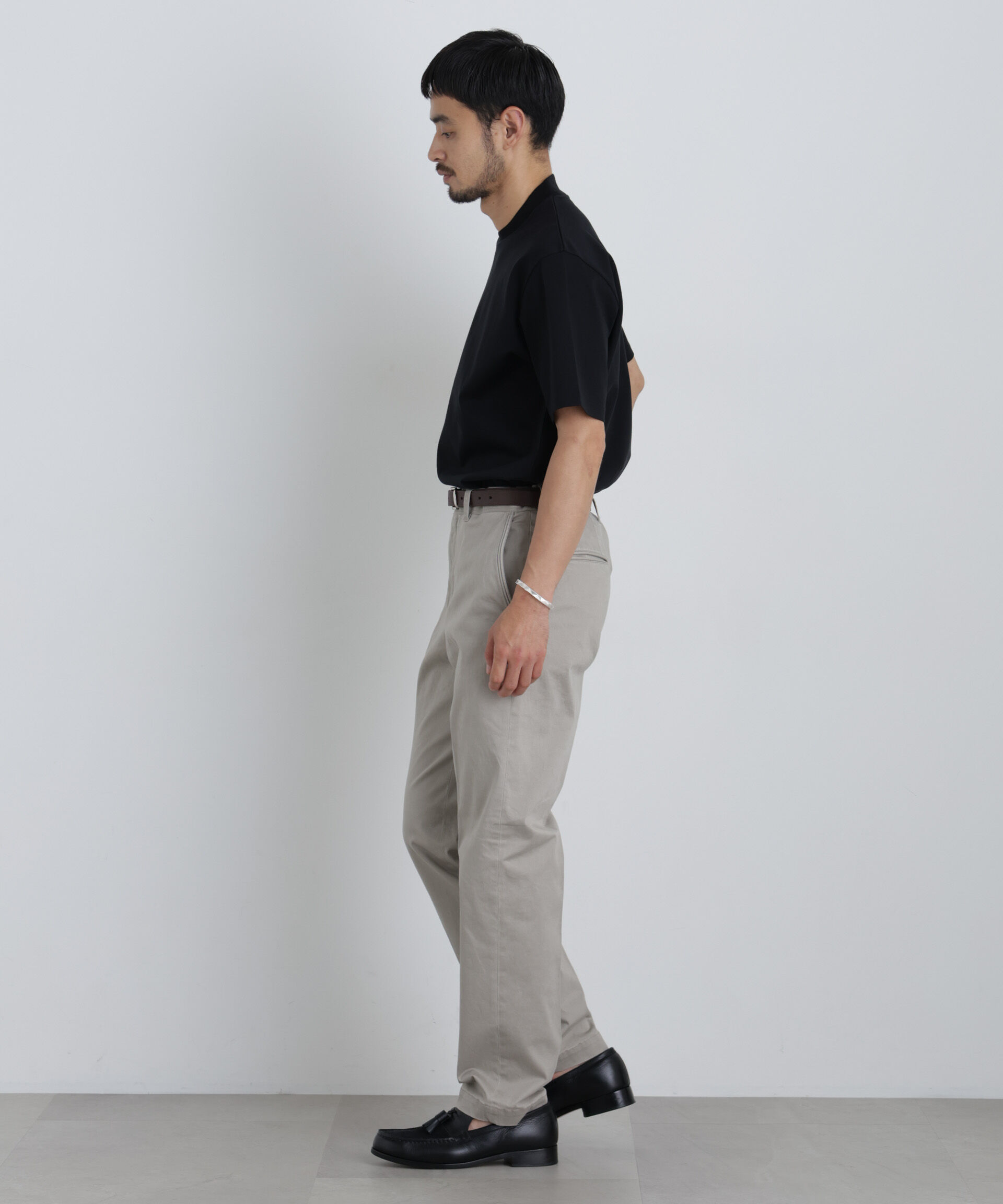 NANO universe「NewOnTrousers フェードサテンSlim テーパー」|チノ|