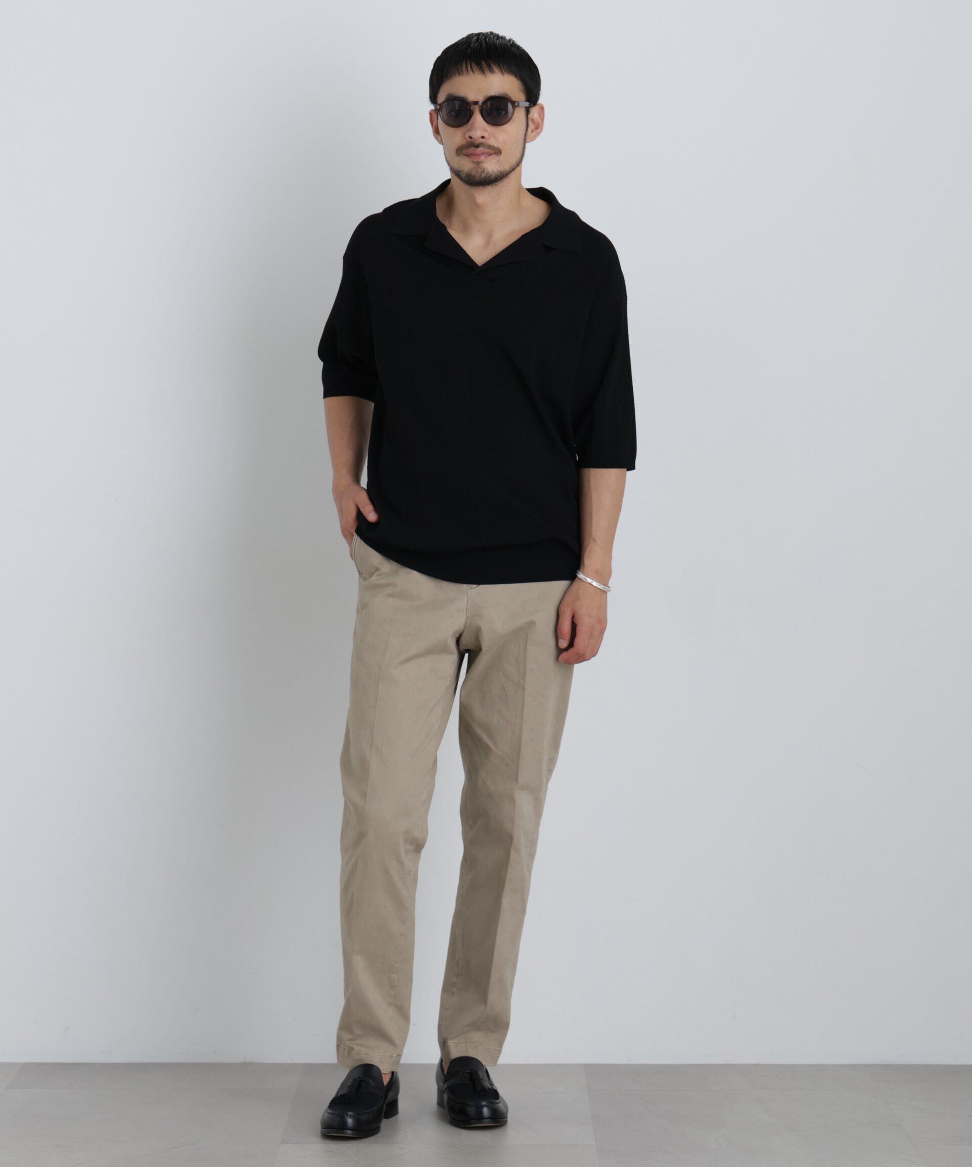 NANO universe「NewOnTrousers フェードサテンSlim テーパー」|チノ|