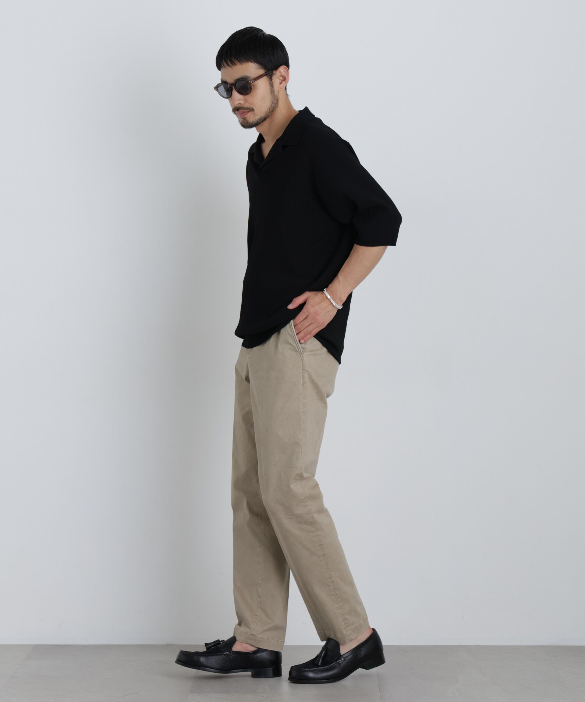 NANO universe「NewOnTrousers フェードサテンSlim テーパー」|チノ|