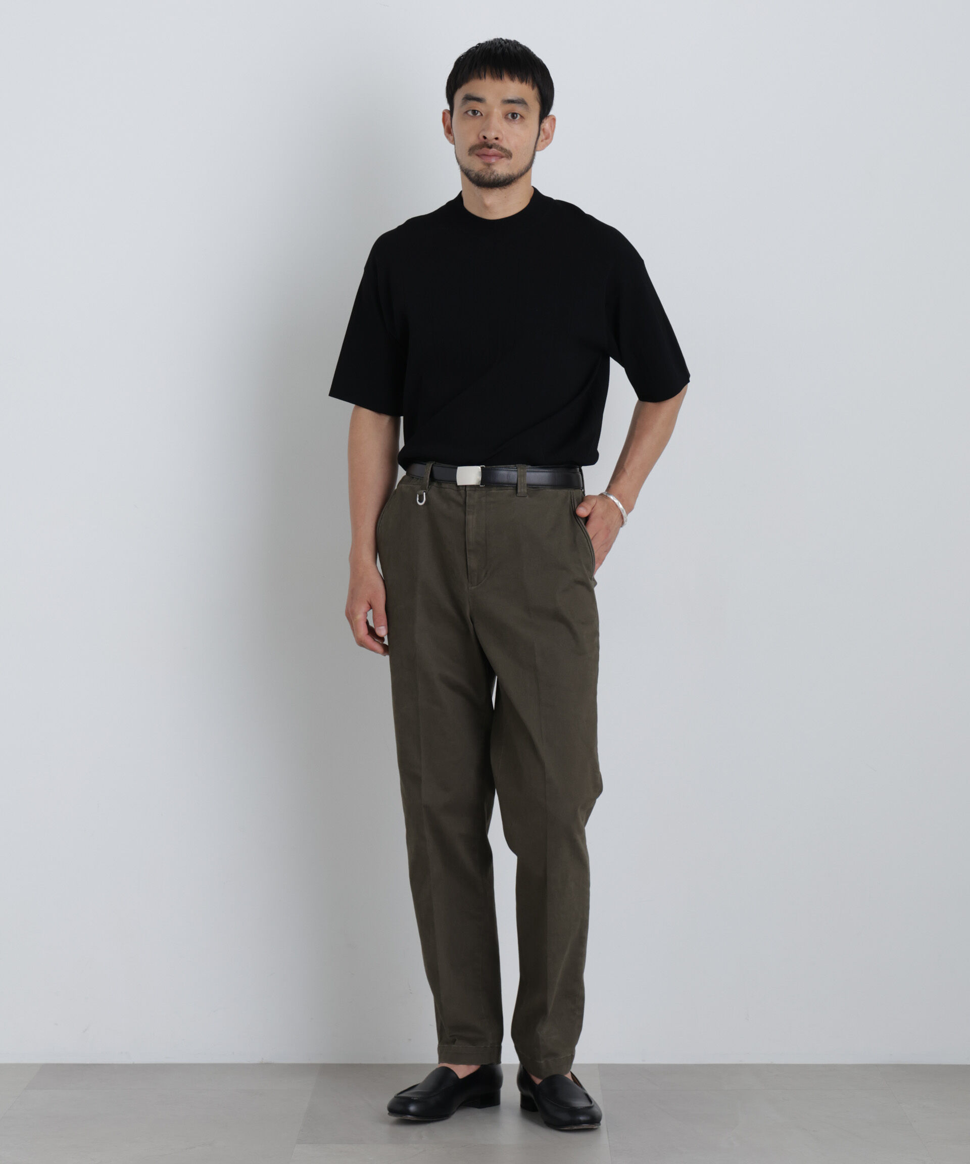 NANO universe「NewOnTrousers フェードサテンSlim テーパー」|チノ|