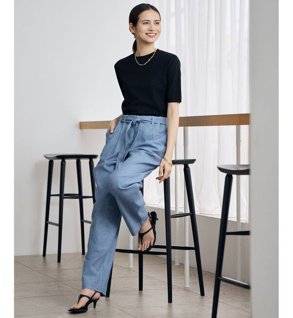 自由区「【カタログ掲載・ベルト付き】コットンリネンシャンブレーテーパード パンツ」|その他|