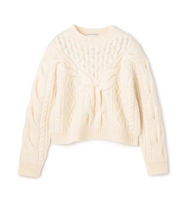BEIGE,「【VERY掲載】RULE / ウールカシミヤアラン編みクロップドニット」|ニット・セーター|