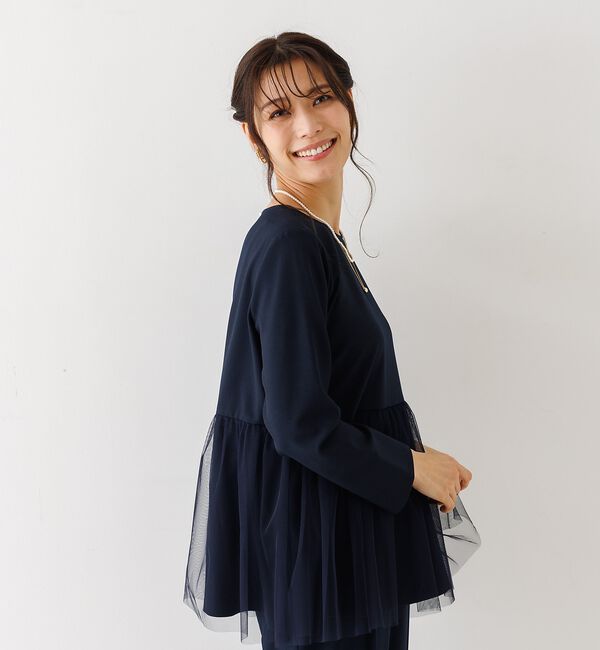 abahouse mavie「【エニデイカセット】チュールブラウス＆テーパードパンツ」|シャツ・ブラウス|