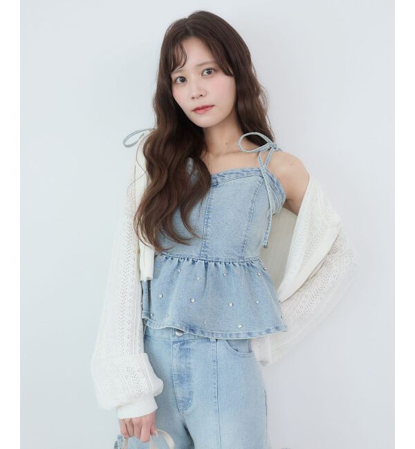  「透かし柄ショートニットパーカー」|パーカー|