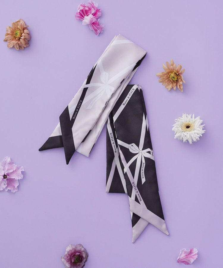 Maison de FLEUR「【リバーシブル】リボンモチーフ柄スカーフ」|バンダナ・スカーフ|