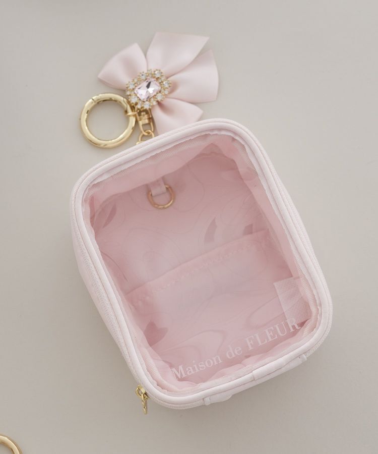 Maison de FLEUR「【6色展開】ビジューリボンクリアポーチS」|ポーチ|
