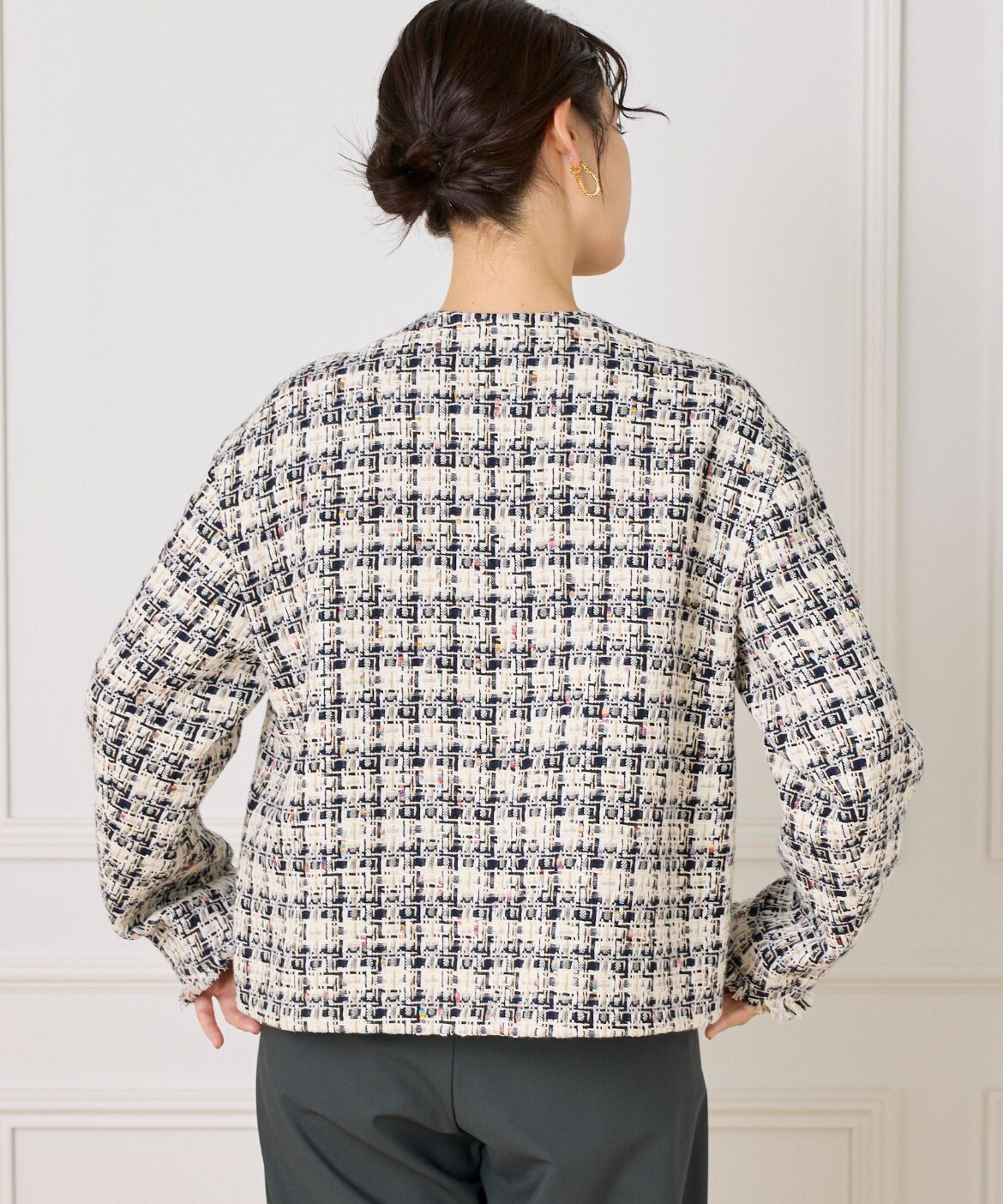 la veille by SUPERIOR CLOSET「《大きいサイズ》LINTONノーカラージャケット」|ノーカラージャケット|