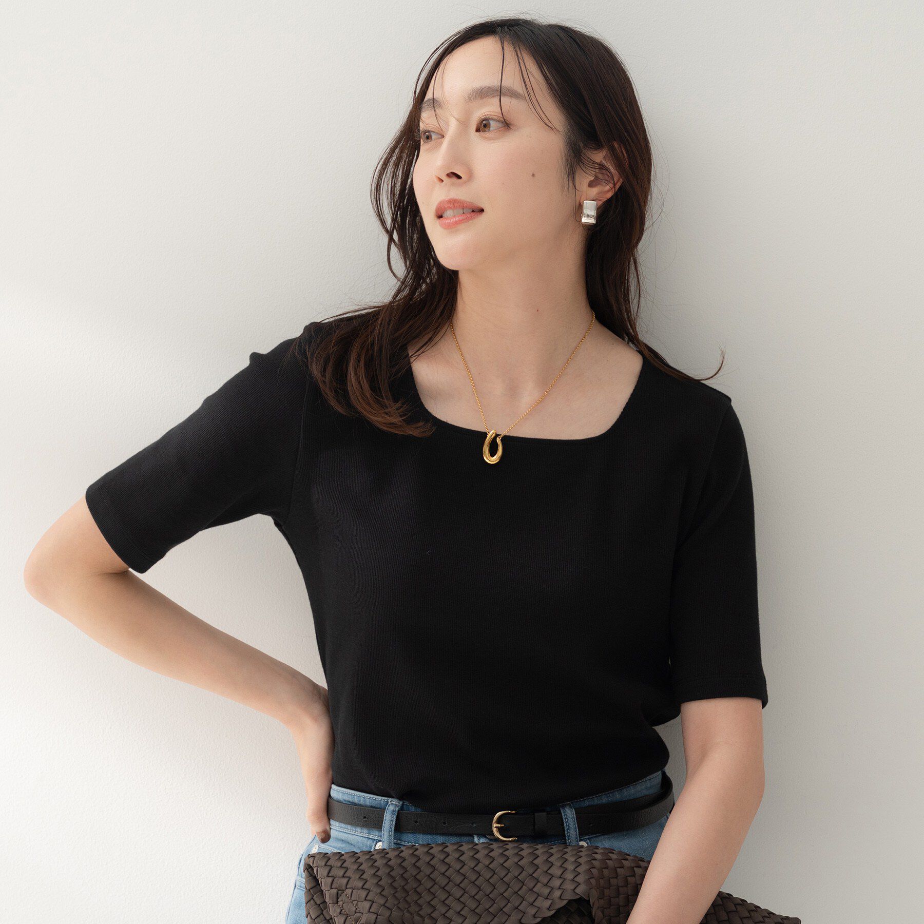 UNTITLED「【すっきり見え/洗える】スクエアネックプルオーバー」|Tシャツ・カットソー|