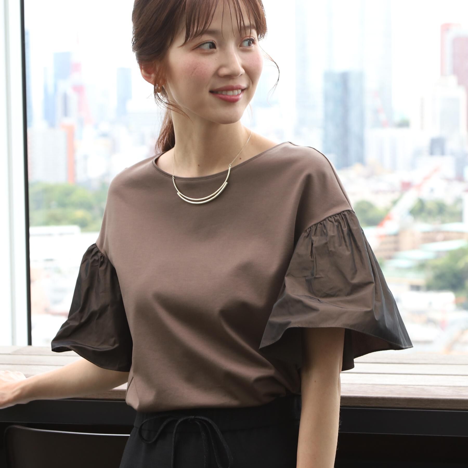 COUP DE CHANCE「【手洗い可／日本製】フレアスリーブプルオーバー」|Tシャツ・カットソー|