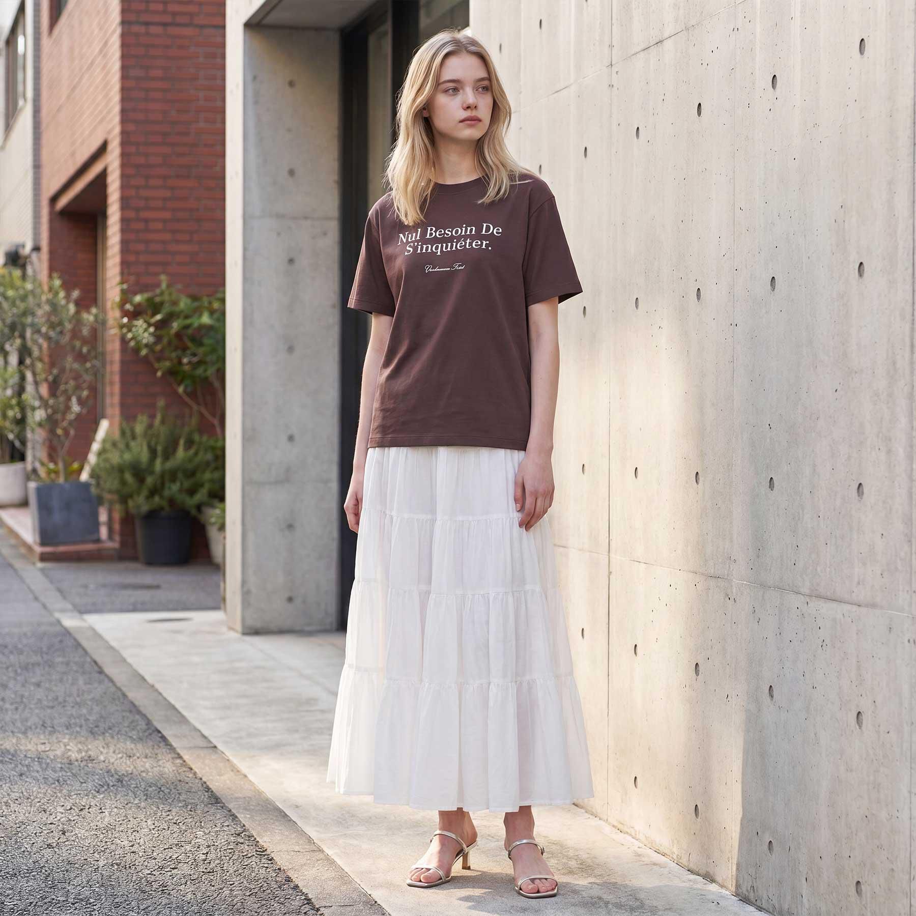 DRESSTERIOR「【接触冷感／抗菌防臭／消臭】アイスクリアコットンフレンチロゴT」|Tシャツ・カットソー|