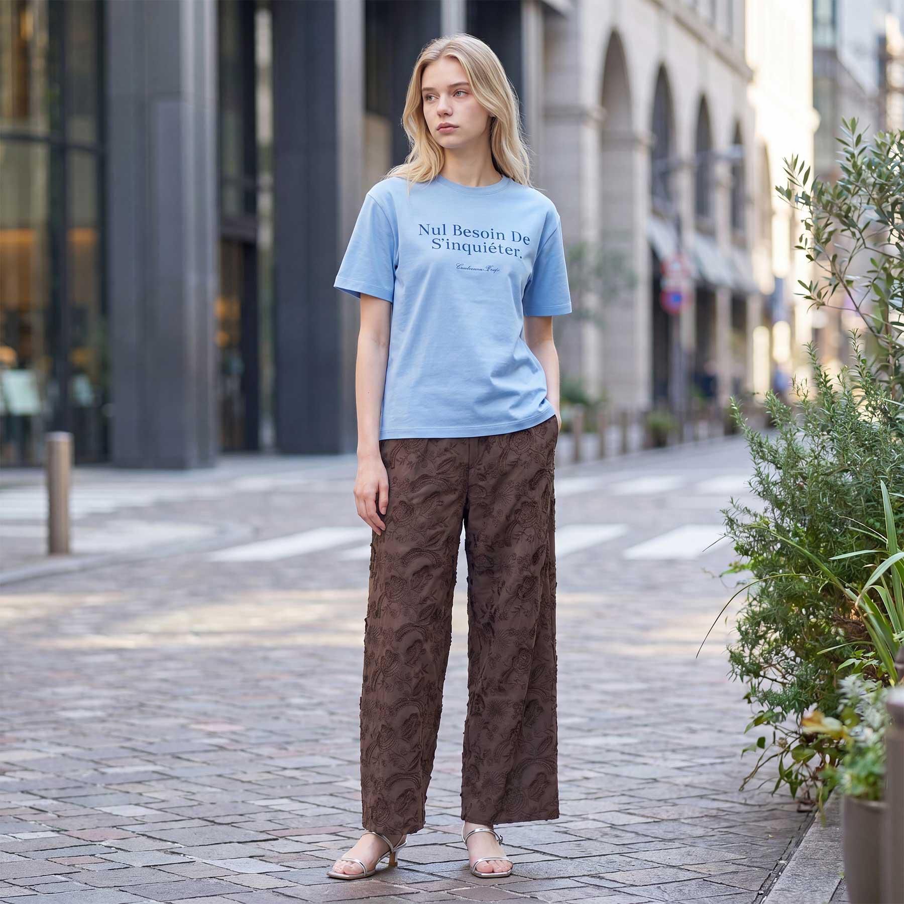 DRESSTERIOR「【接触冷感／抗菌防臭／消臭】アイスクリアコットンフレンチロゴT」|Tシャツ・カットソー|