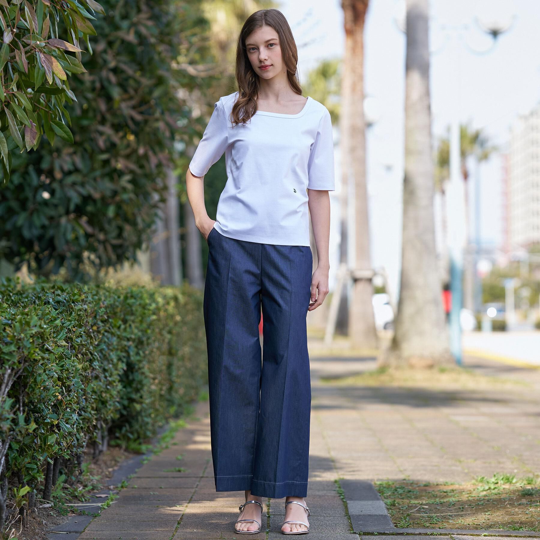 DRESSTERIOR「【接触冷感/UVカット/抗菌防臭/しわ防止】クールデオドラント スクエアネックプルオーバー」|Tシャツ・カットソー|